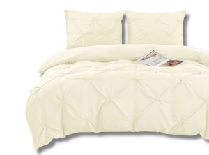 Komplet ekskluzywnej pościeli z marszczeniami  w stylu glamour 160x200 3-częściowy kremowy