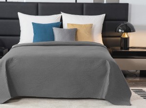 Narzuta na łóżko kapa 170x210 pikowana dwustronna szara