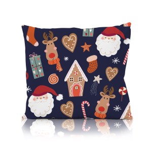 Świąteczna poszewka na poduszkę HOLLY JOLLY 45x45 pierniczki i prezenty