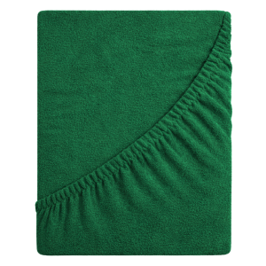 Prześcieradło frotte z gumką 140x200 (butelkowa zieleń) 190 g/m2 DeLux 