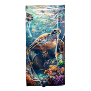 Ręcznik plażowy kąpielowy szybkoschnący 100x180 Żółw Wodny