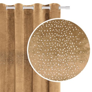 Zasłona z kryształkami gotowa Welurowa Velvet SHINY 140x250 (musztarda)