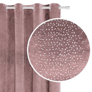 Zasłona z kryształkami gotowa Welurowa Velvet SHINY 140x250 (pudrowy róż)